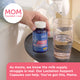 mom holding capsule bottle with a glass of water