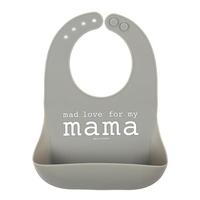 mad love for my mama bib in gray