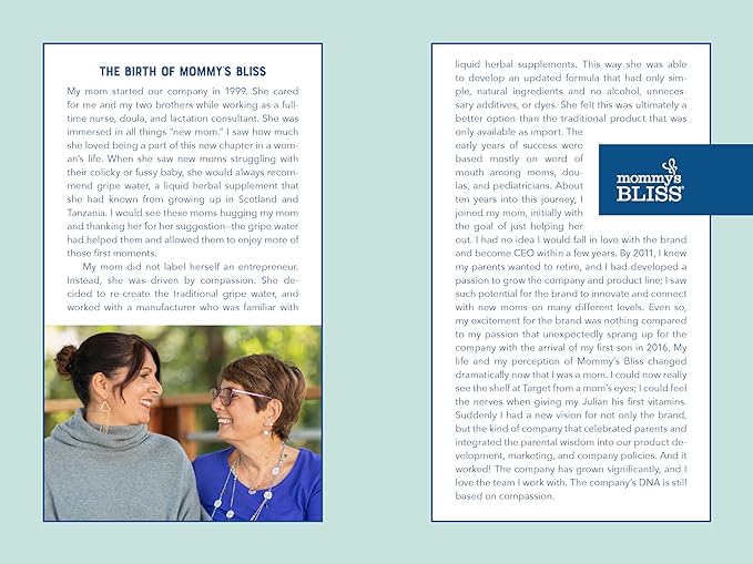 A page from Mom Your Way telling the story of how Mommy's Bliss began