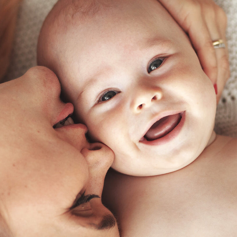 Mom and happy baby