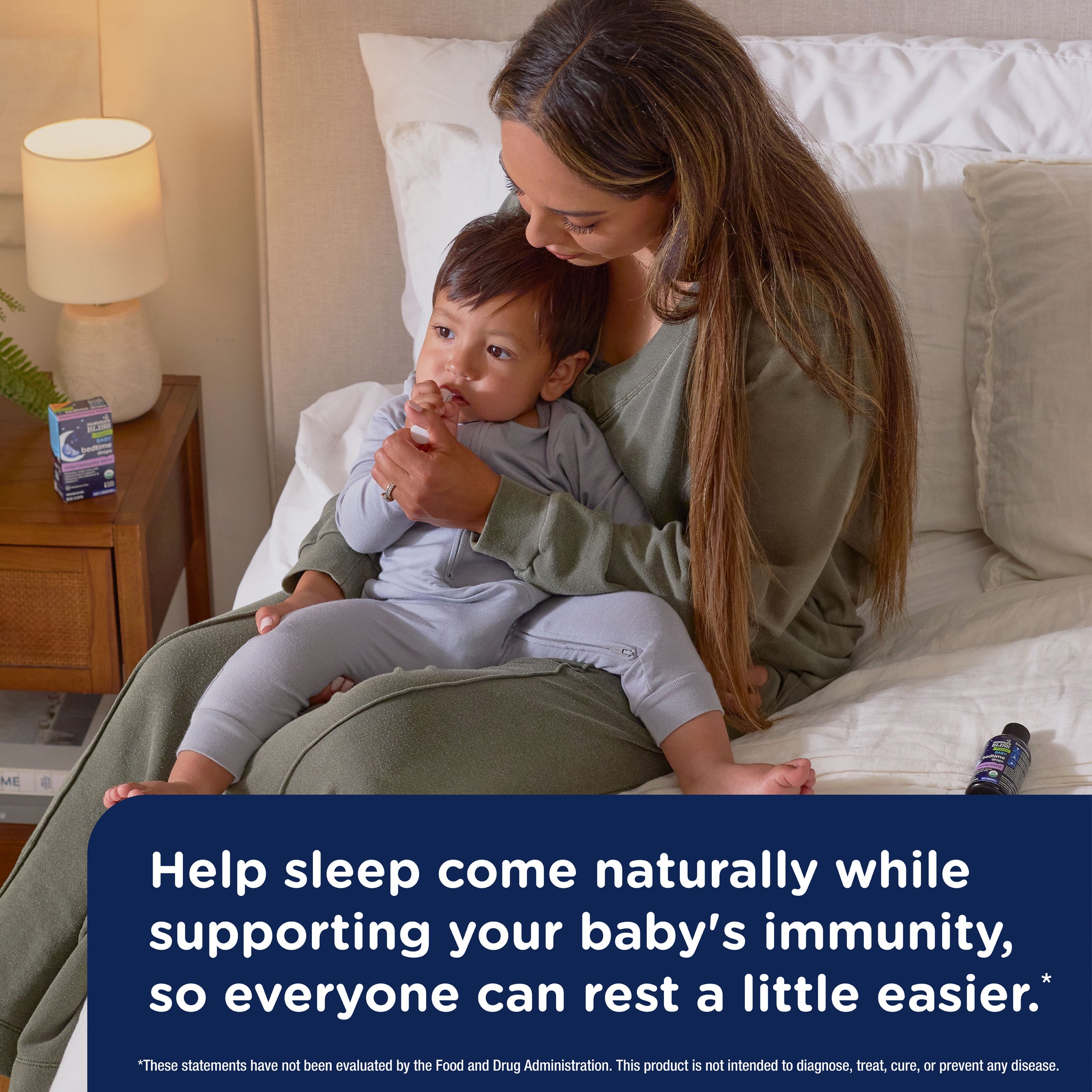 Mommy's Bliss Organic Baby Bedtime Drops shown in an everyday lifestyle photograph