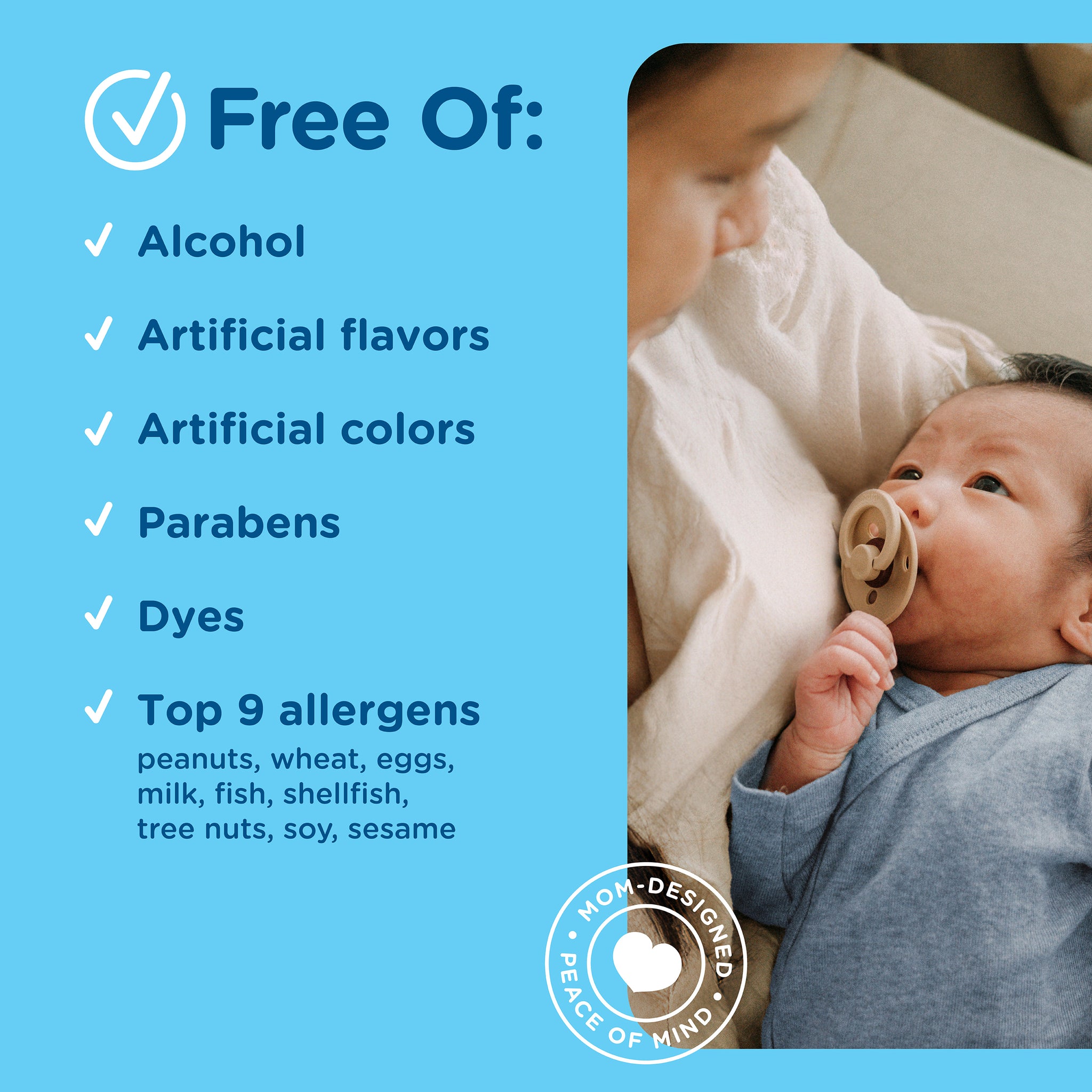 List of ingredients Mommy's Bliss Organic Gripe Water Paci Gel is free of