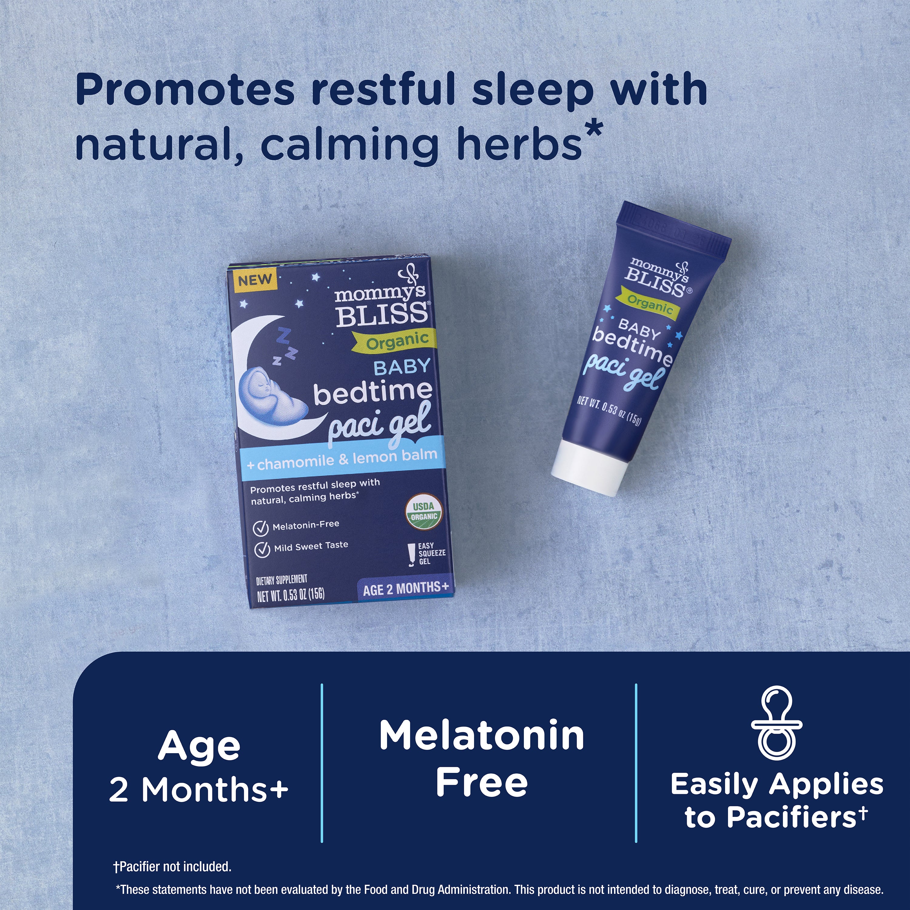 Easily applies to pacifiers and melatonin free