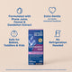 Key features of Mommy's Bliss Baby Constipation Ease with Prebiotics, shown as icons around the carton