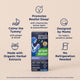 Key features of Mommy's Bliss Gripe Water Nighttime, shown as icons around the carton