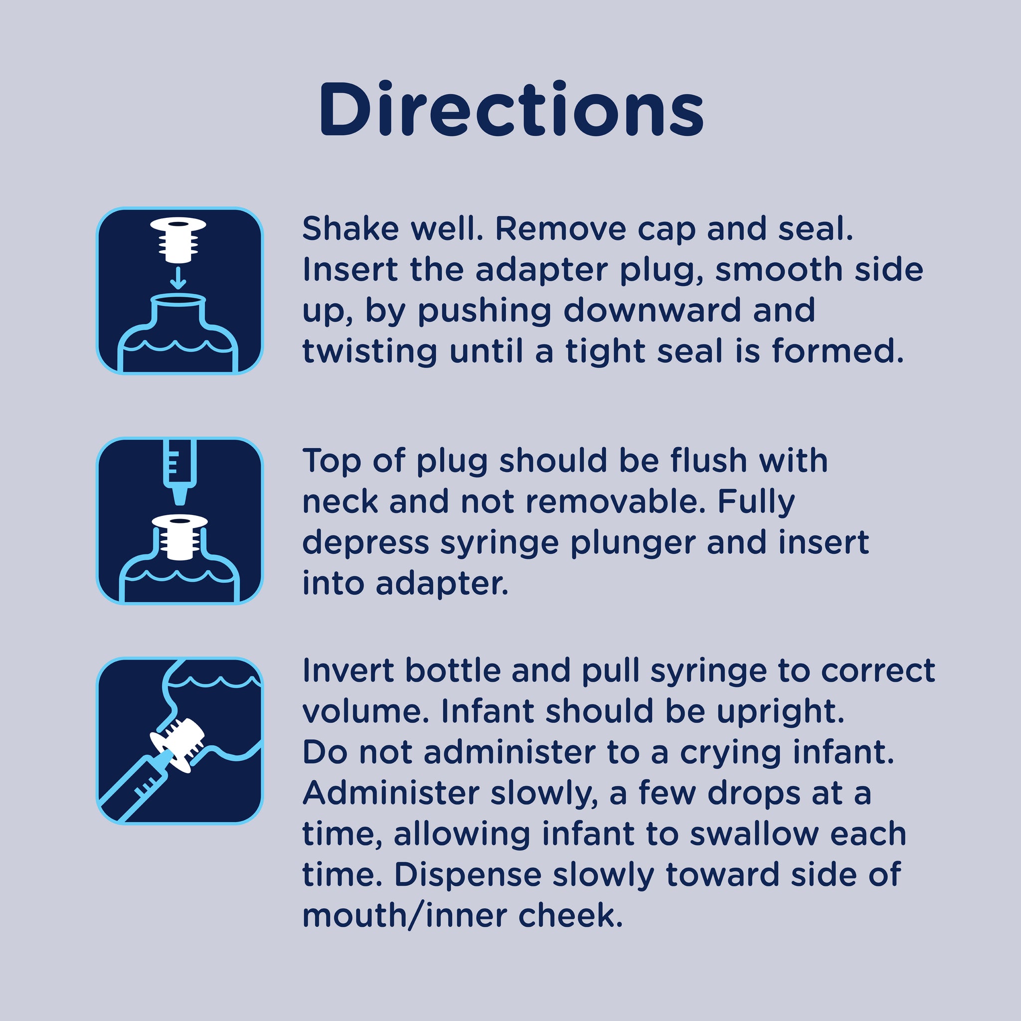 Step-by-step directions for using Mommy's Bliss Gripe Water Nighttime