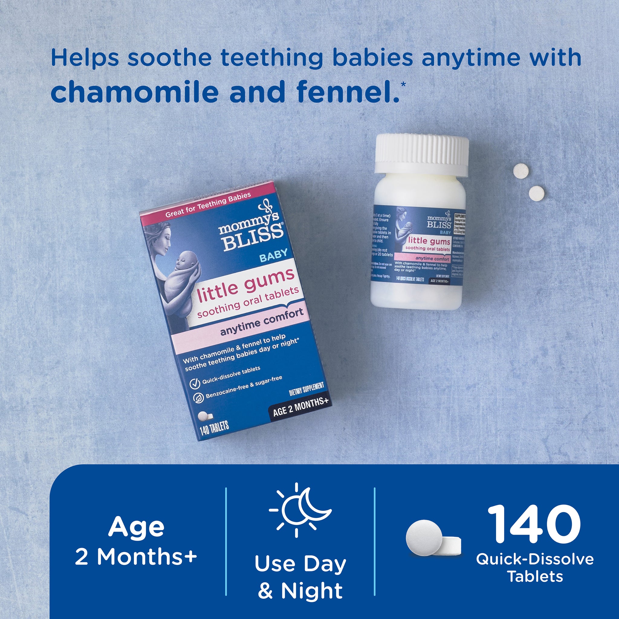 Mommy's Bliss Little Gums soothing oral tablets for age 2 months + 140 tablets