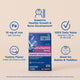 Key features of Mommy's Bliss Baby Multivitamin Drops with Iron, shown as icons around the carton