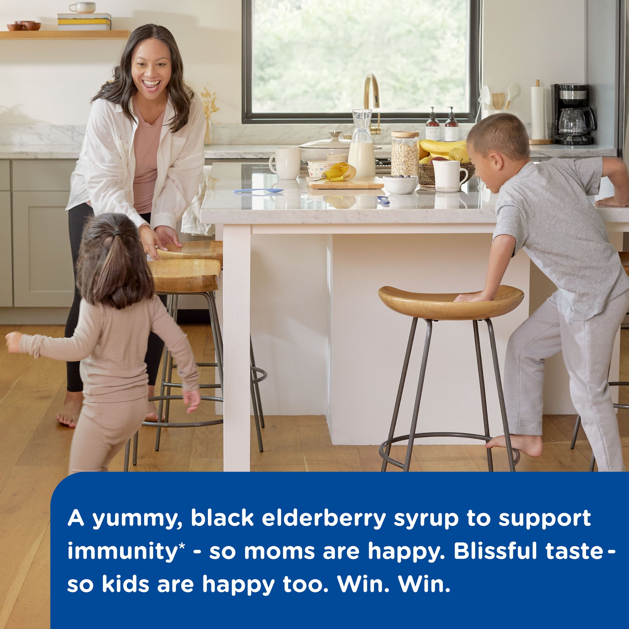 Mommy's Bliss Organic Kids Immunity Syrup shown in an everyday lifestyle photograph