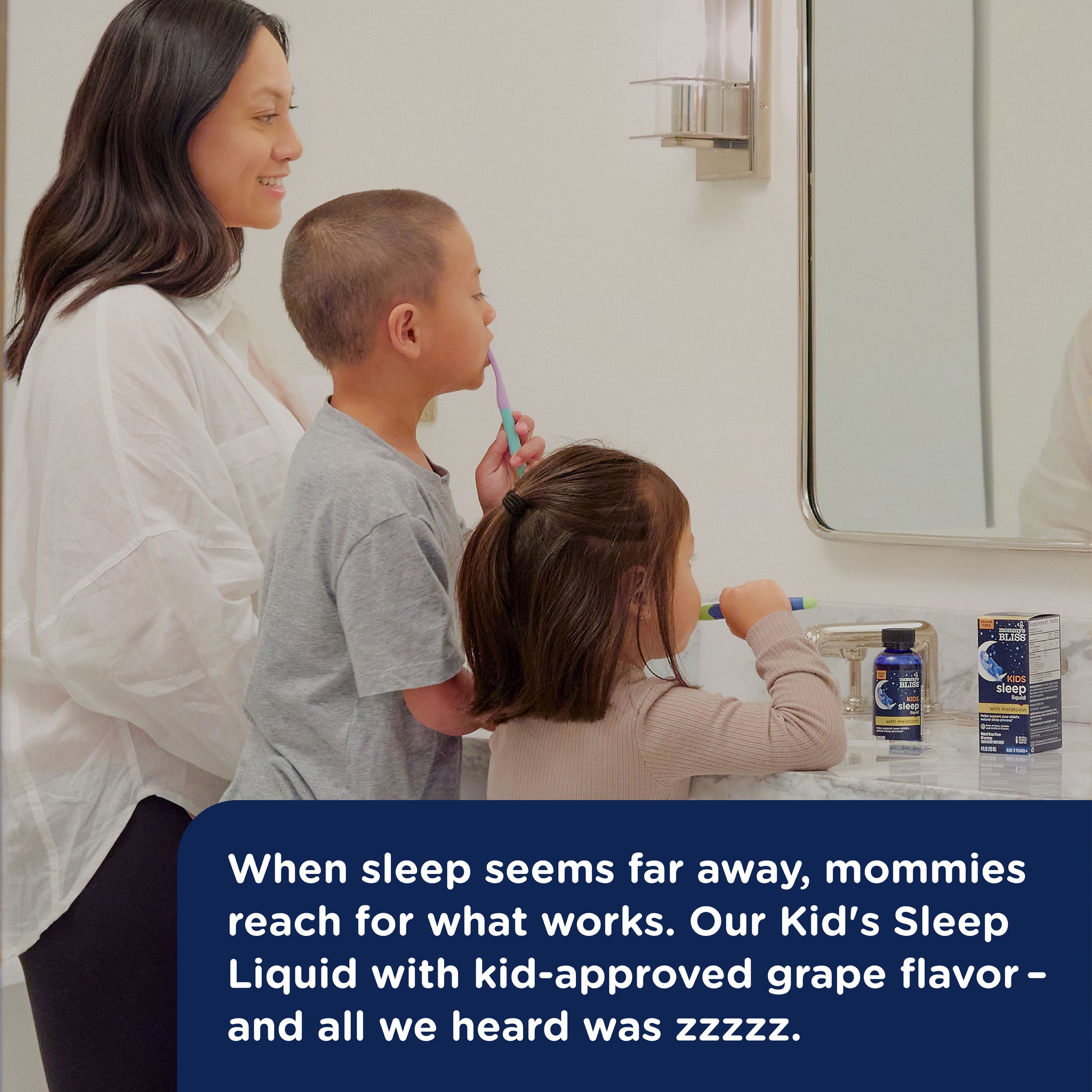 Mommy's Bliss Kids Sleep Support Liquid shown in an everyday lifestyle photograph