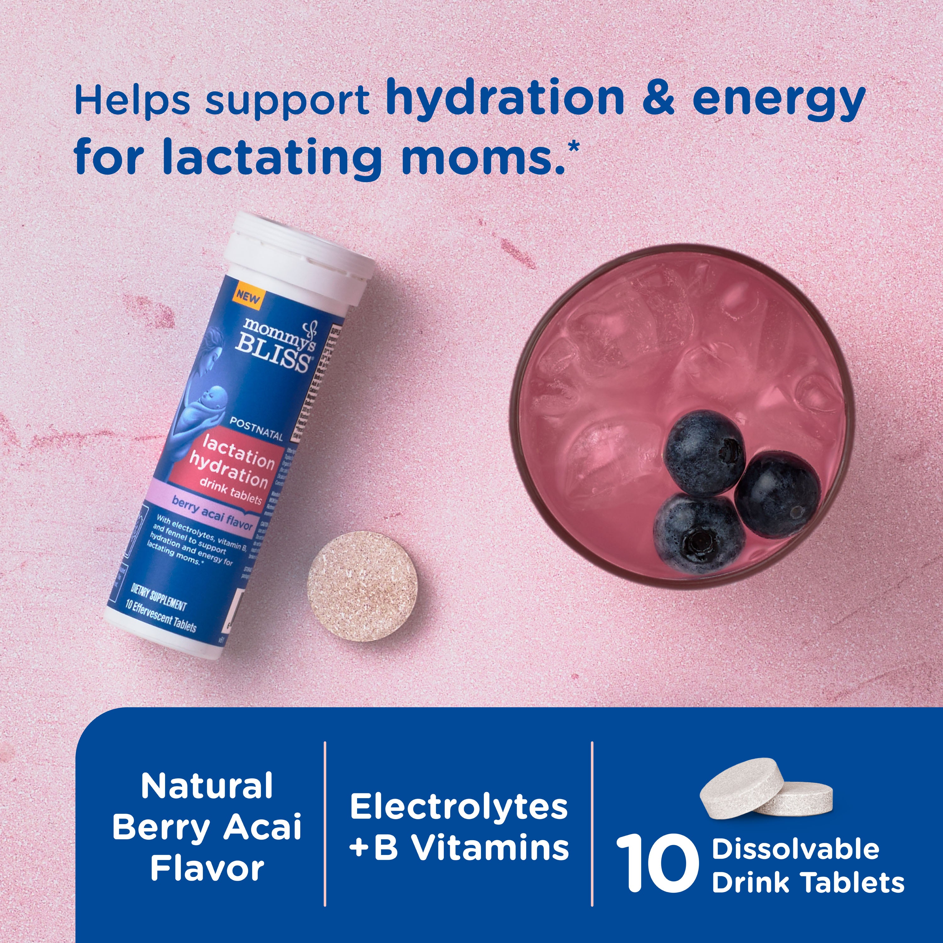 Berry Açai Lactation Hydration Drink Tablets (4-Pack)