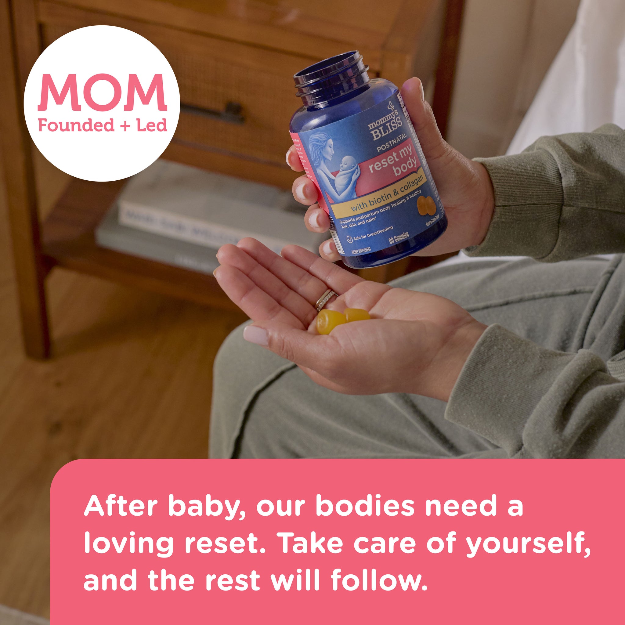 Mommy's Bliss Postnatal Reset My Body shown in an everyday lifestyle photograph