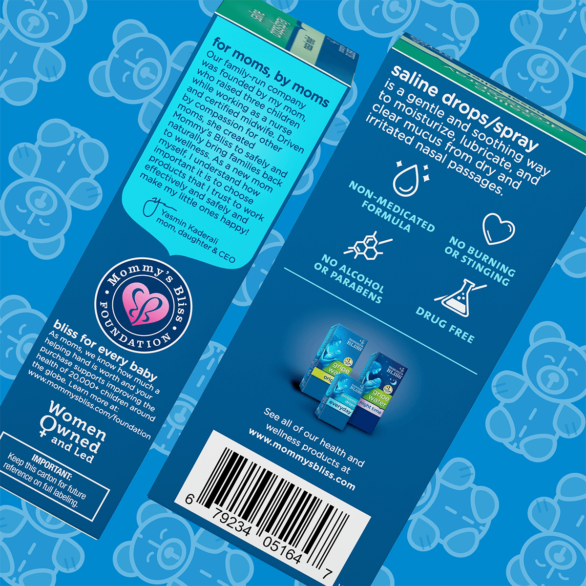 Saline Drops' different sides of the box