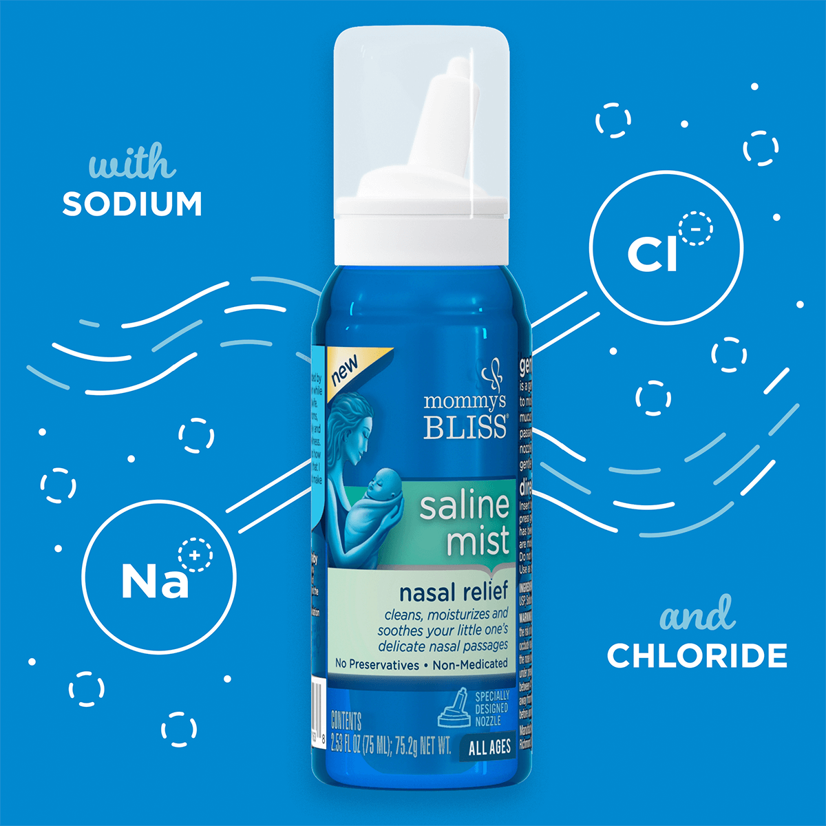 Saline Mist Spray with blue background