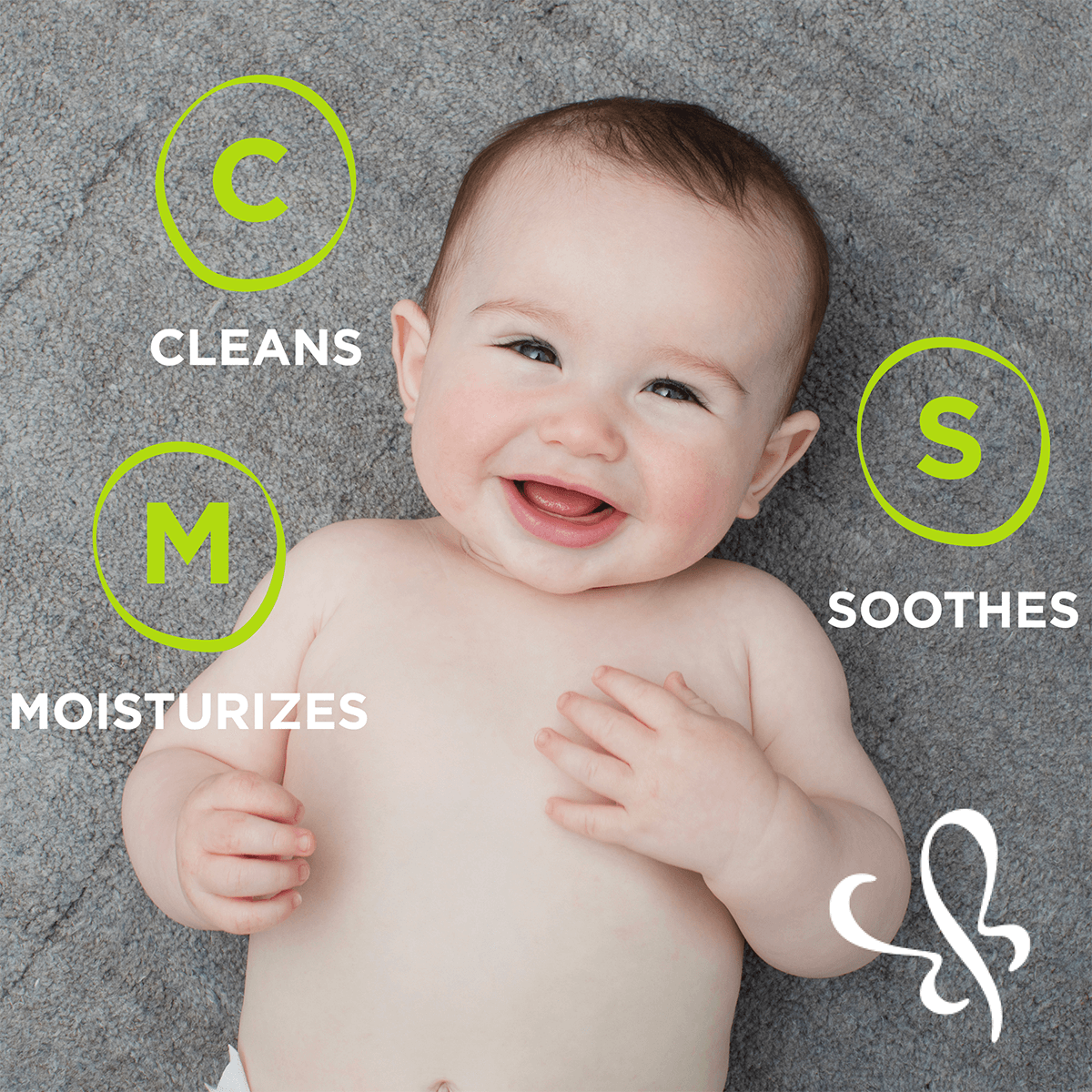 A smiling baby while lying down