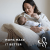 A mom holding her baby and a Gas Relief Drops