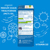 Baby Vitamin D Organic Drops' supplement facts on its box with a blue background
